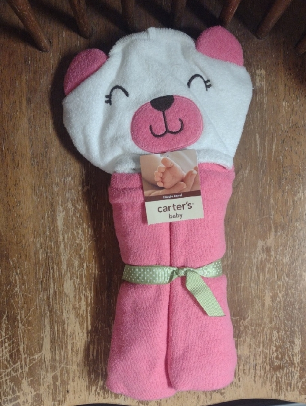 Carter's Pink Bear Hooded Baby Towel